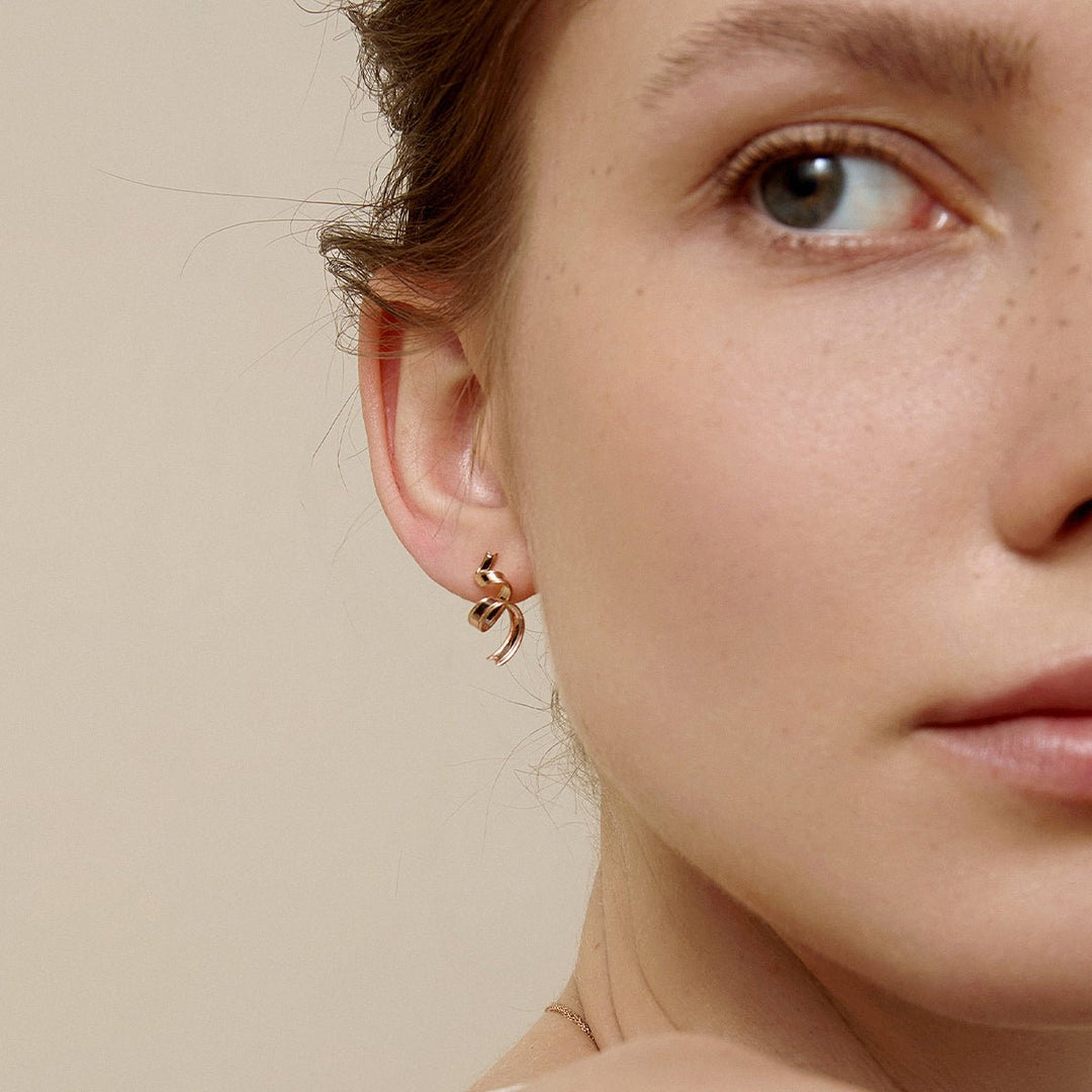18K Rose Gold Silk Ribbon Earrings - HELAS Jewelry