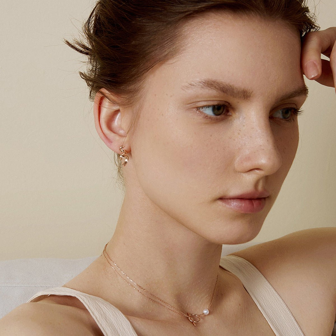 18K Rose Gold Silk Ribbon Earrings - HELAS Jewelry
