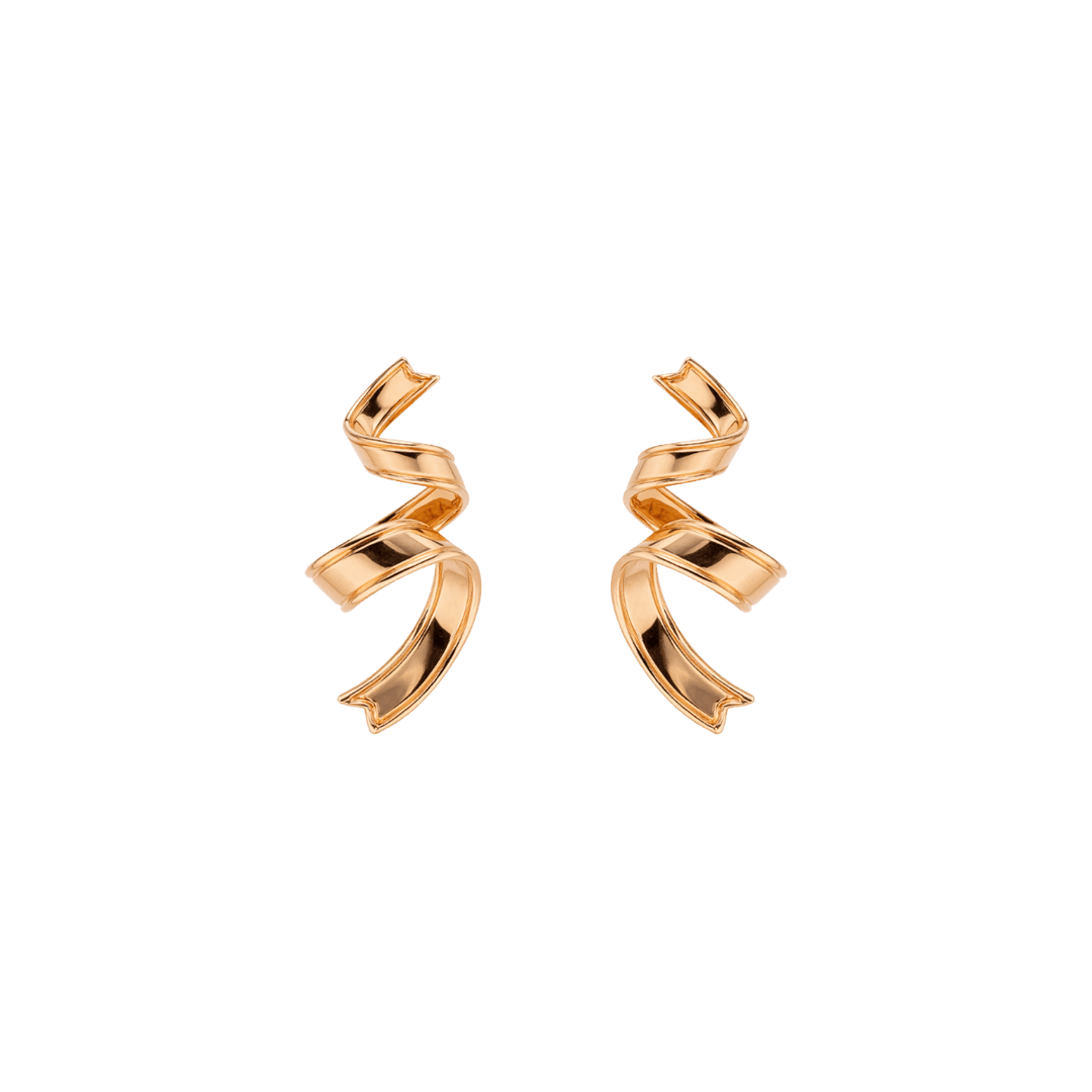 18K Rose Gold Silk Ribbon Earrings - HELAS Jewelry