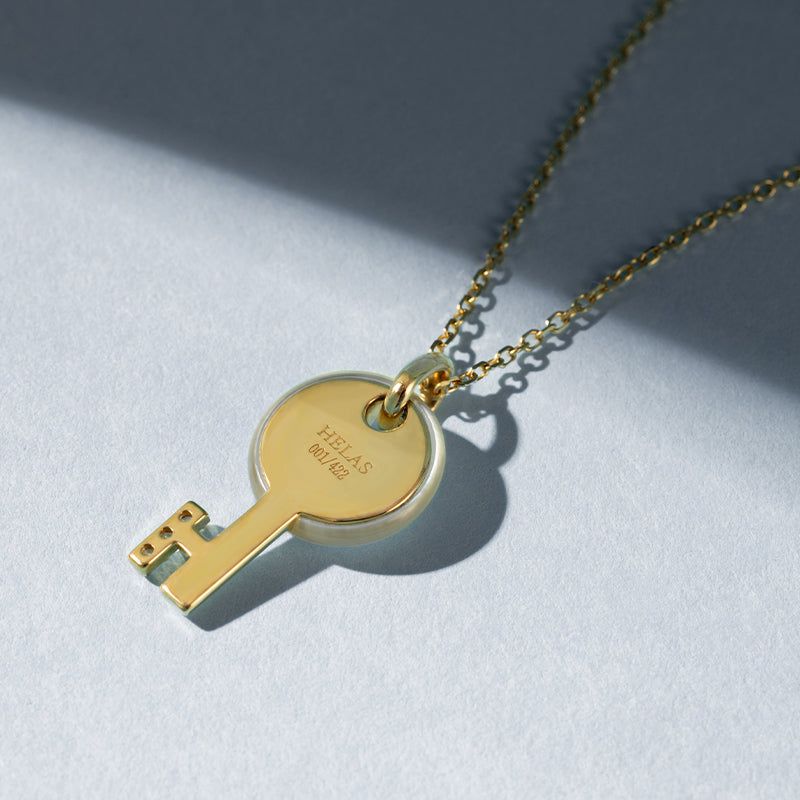 Mother of Pearl 18K Gold Diamond Key of Nature Necklace