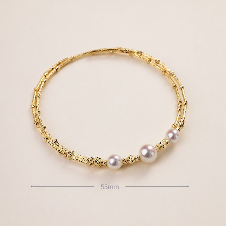 Gold vermeil freshwater pearl stretch bracelet, size detail 53mm inner diameter