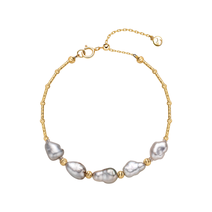 Tahitian Keshi Pearl 18K Yellow Gold Irregular Bracelet