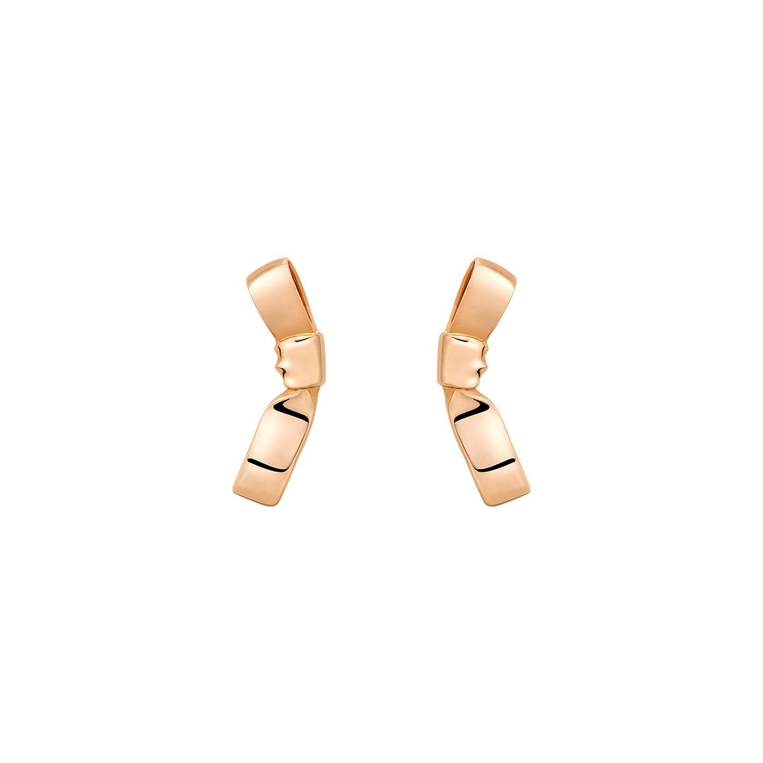 10K Rose Gold Ribbon Design Stud Earrings