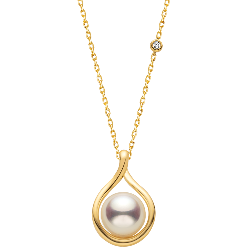 AAAAA freshwater pearl gold vermeil teardrop pendant necklace in 925 sterling silver, white background