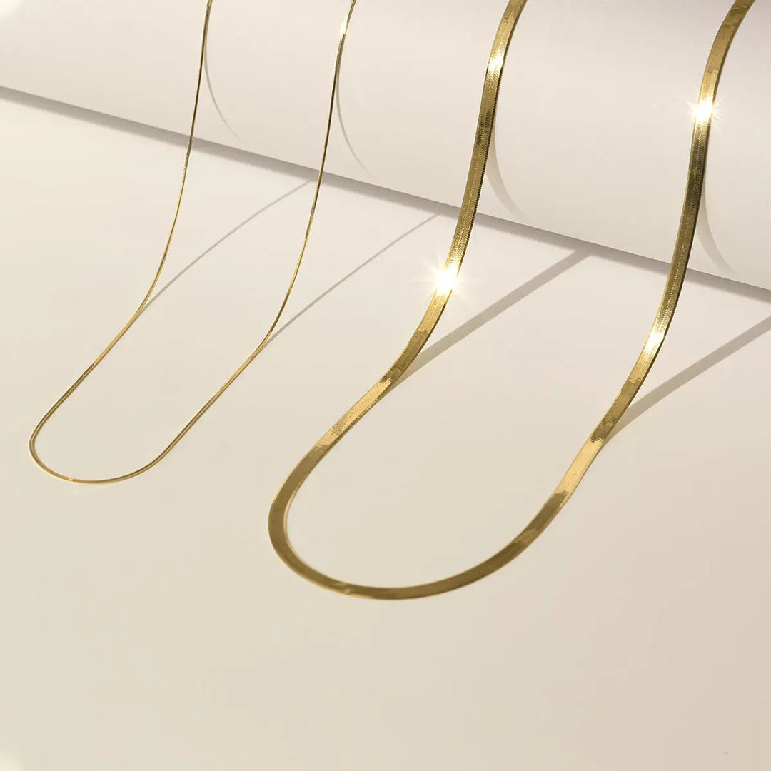 Herringbone Necklace 18k Yellow Chain Necklace