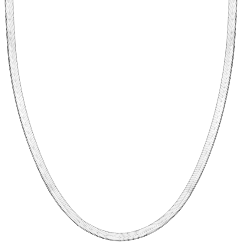 18K solid gold herringbone necklace from Fine Line Collection, showcasing a sleek, flat woven chain design on a white background.