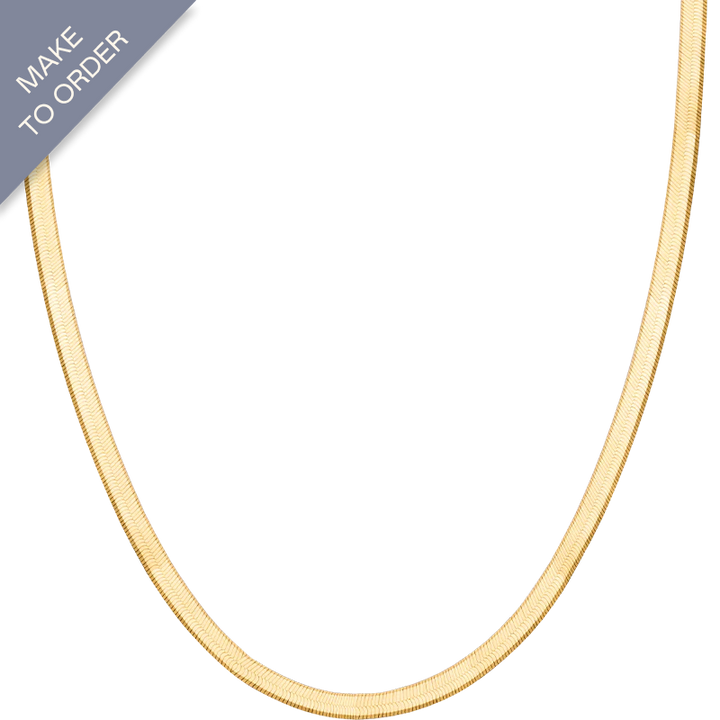 18K solid gold herringbone necklace from Fine Line Collection displayed on a white background.