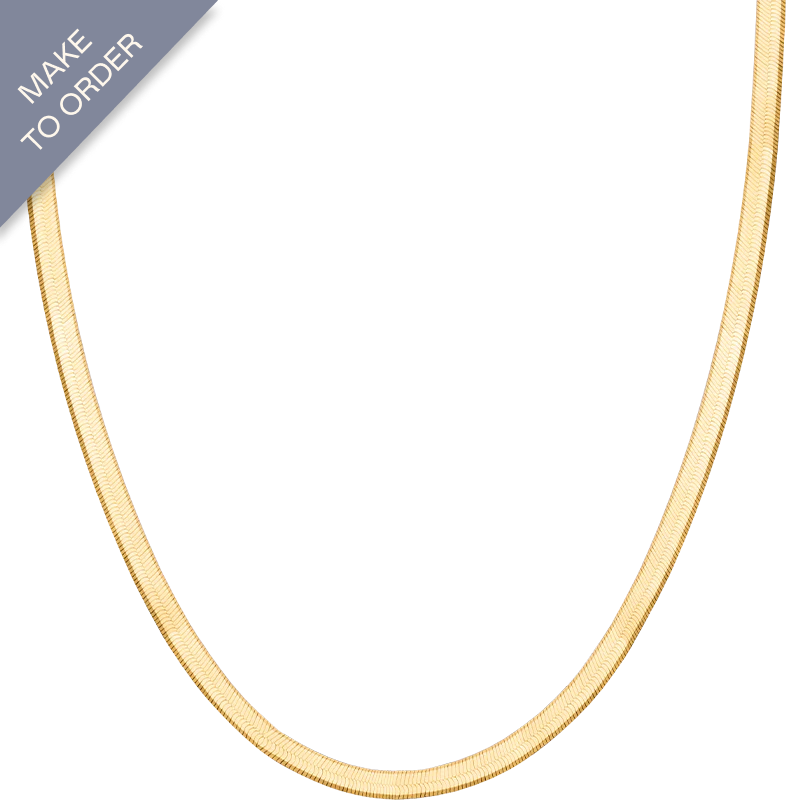 18K solid gold herringbone necklace from Fine Line Collection displayed on a white background.