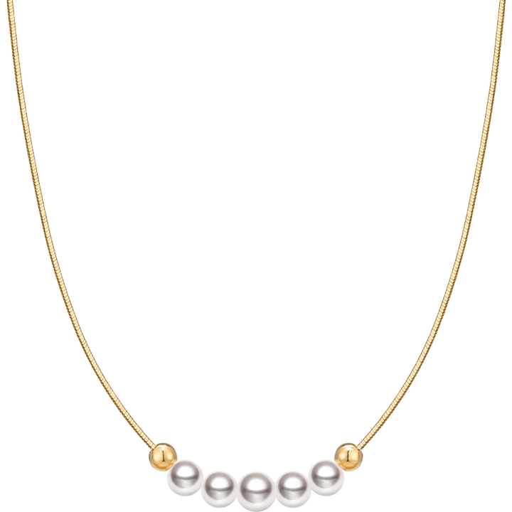 Akoya 18k yellow gold Baby's Breath Smile necklace from Fine Line Collection, featuring delicate floral design and fine craftsmanship.