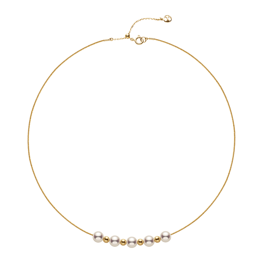 Akoya 18k Yellow Gold Baby's Breath Smile Necklace - HELAS Jewelry