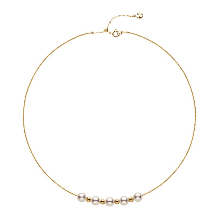 Akoya 18k Yellow Gold Baby's Breath Smile Necklace - HELAS Jewelry