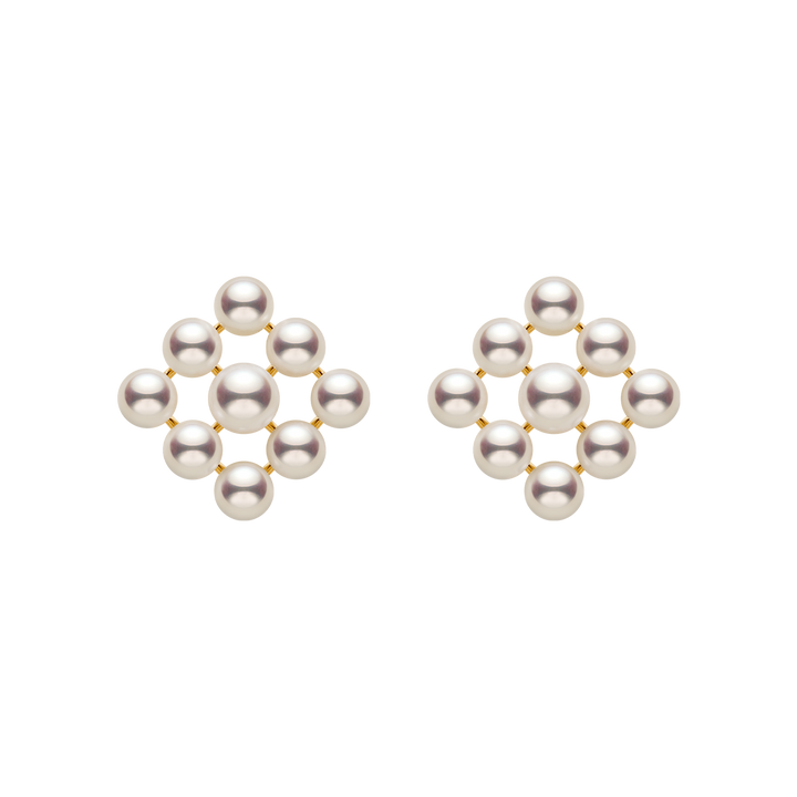 Freshwater Pearls 14K Gold Cube Studs Earrings