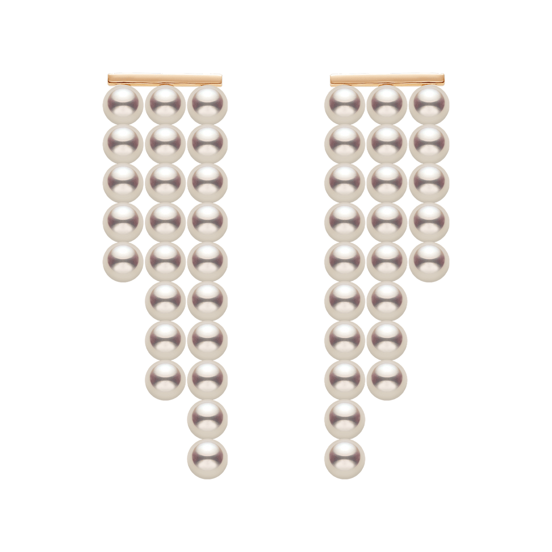 Freshwater Pearls 14K Gold Geometric Waterfall Earrings - HELAS Jewelry