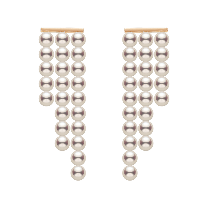 Freshwater Pearls 14K Gold Geometric Waterfall Earrings - HELAS Jewelry