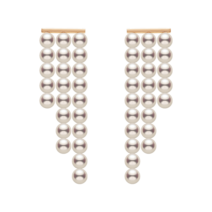 Freshwater Pearls 14K Gold Geometric Waterfall Earrings - HELAS Jewelry