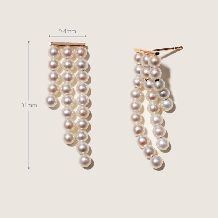 Freshwater Pearls 14K Gold Geometric Waterfall Earrings - HELAS Jewelry