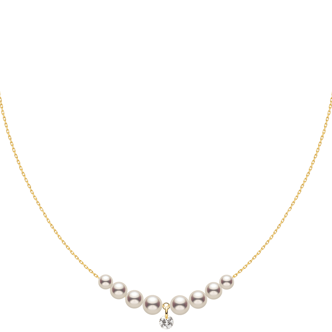 Freshwater Pearls 14K Gold Lab - Grown Diamonds Drop Line Necklace - HELAS Jewelry