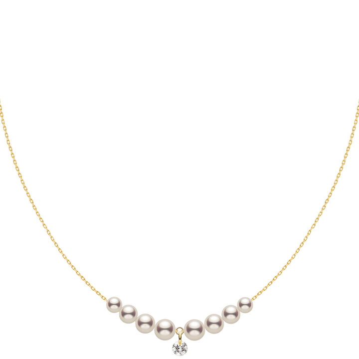 Freshwater Pearls 14K Gold Lab - Grown Diamonds Drop Line Necklace - HELAS Jewelry
