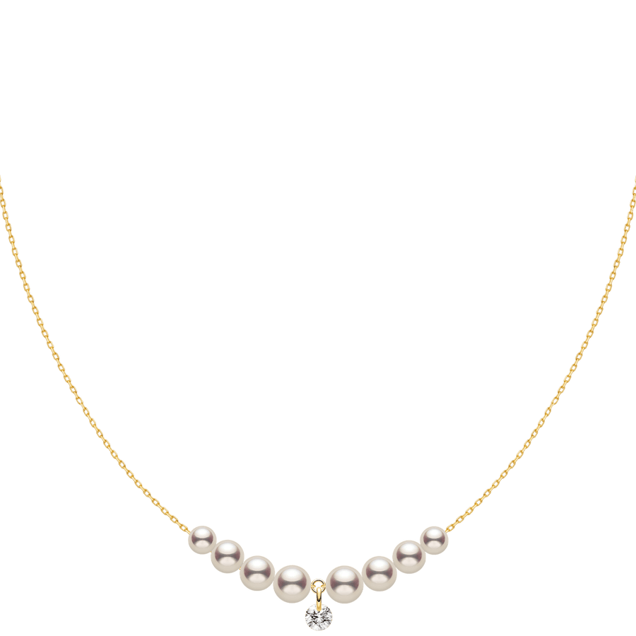 Freshwater Pearls 14K Gold Lab - Grown Diamonds Drop Line Necklace - HELAS Jewelry