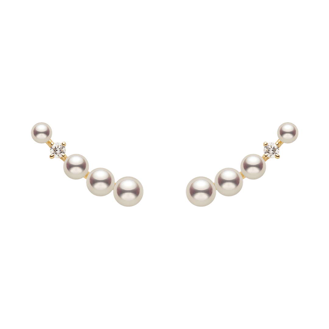 Freshwater pearl lab-grown diamond gold vermeil sudden spark ear climber earrings, full product view, pair