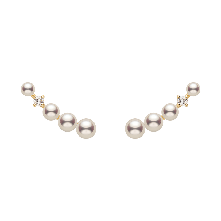 Freshwater pearl lab-grown diamond gold vermeil sudden spark ear climber earrings, full product view, pair