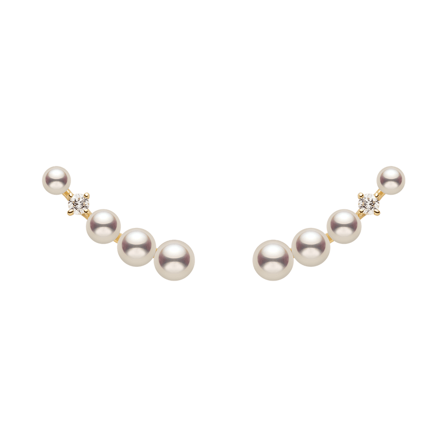 Freshwater pearl lab-grown diamond gold vermeil sudden spark ear climber earrings, full product view, pair