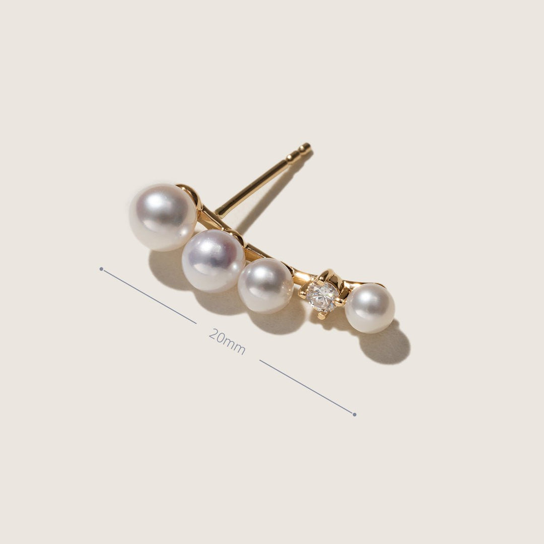 Freshwater pearl gold vermeil ear climber earring size reference — 20mm length