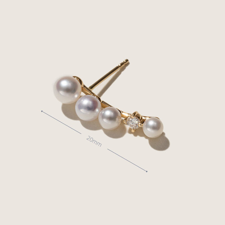 Freshwater pearl gold vermeil ear climber earring size reference — 20mm length