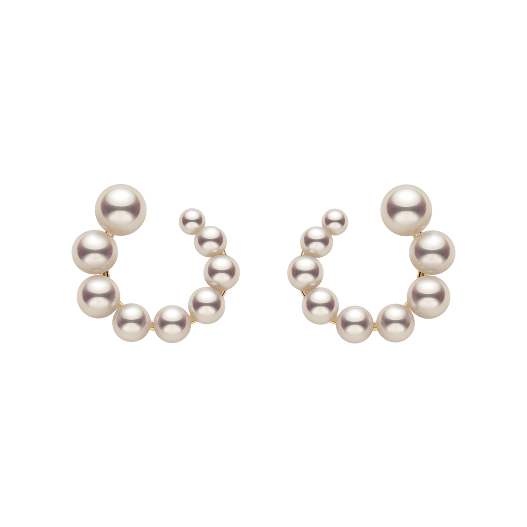 Freshwater Pearls 14K Gold Gradient Arc Earrings - HELAS Jewelry