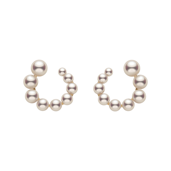Freshwater Pearls 14K Gold Gradient Arc Earrings - HELAS Jewelry