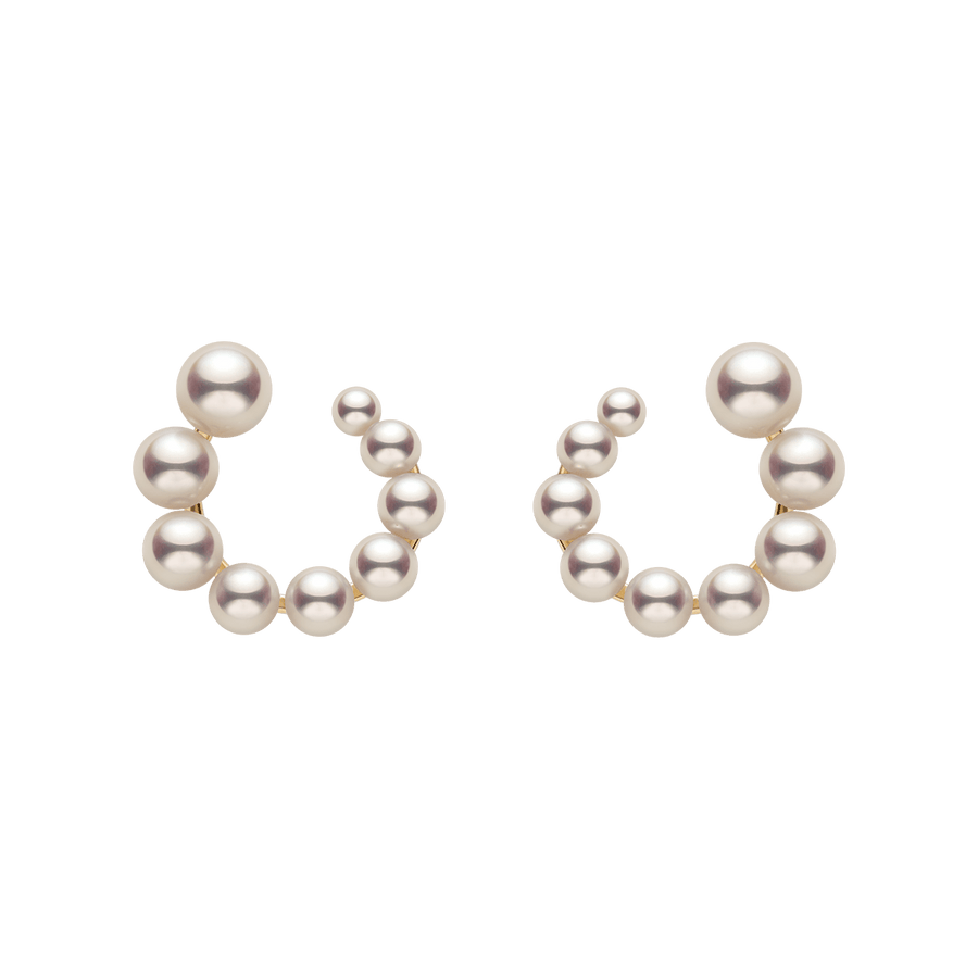Freshwater Pearls 14K Gold Gradient Arc Earrings - HELAS Jewelry