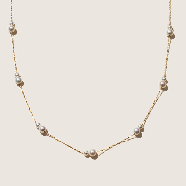Freshwater Pearls 14K Gold Tiny & Grand Necklace - HELAS Jewelry