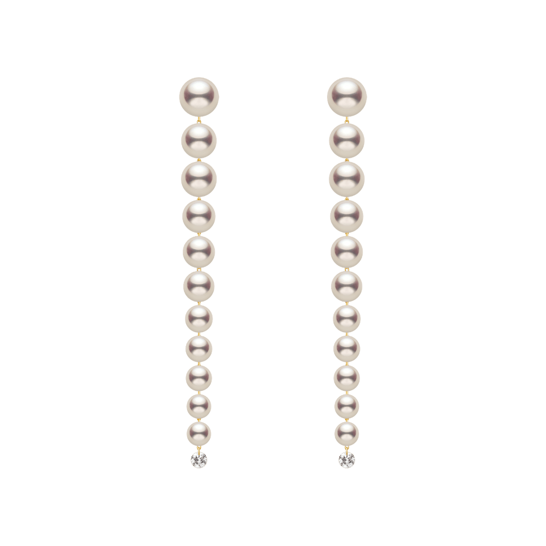 Freshwater Pearls 14K Gold Lab - Grown Diamonds Flowing Modular Hook Earrings - HELAS Jewelry