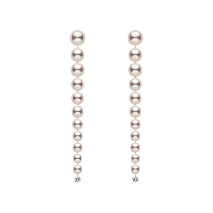 Freshwater Pearls 14K Gold Lab - Grown Diamonds Flowing Modular Hook Earrings - HELAS Jewelry
