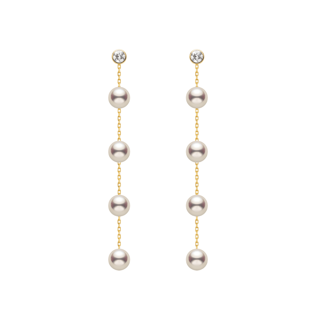 Freshwater Pearls 14K Gold Lab - Grown Diamonds Raindrop Modular Earrings - HELAS Jewelry