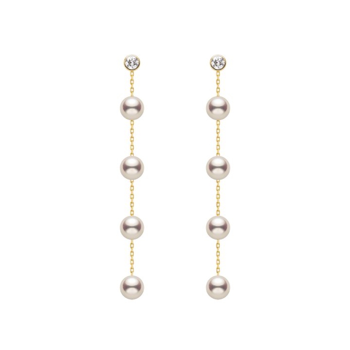 Freshwater Pearls 14K Gold Lab - Grown Diamonds Raindrop Modular Earrings - HELAS Jewelry