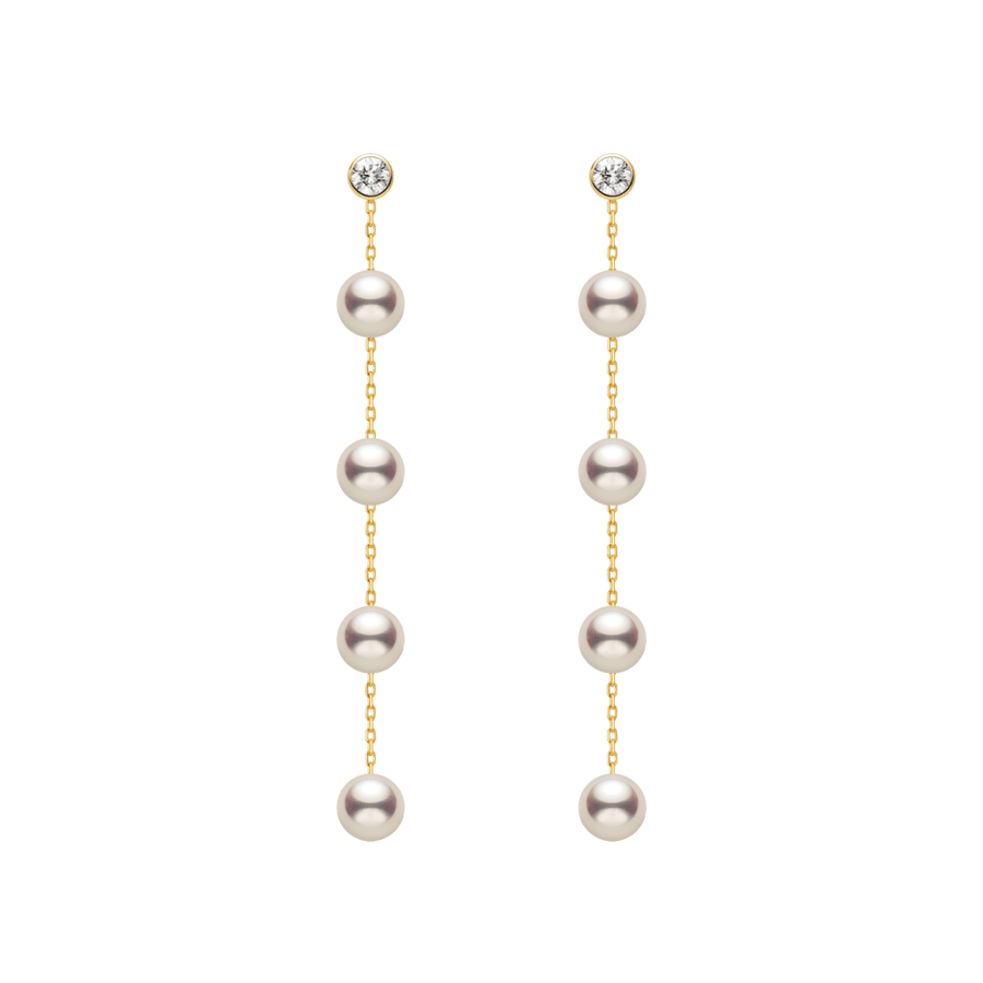 Freshwater Pearls 14K Gold Lab - Grown Diamonds Raindrop Modular Earrings - HELAS Jewelry