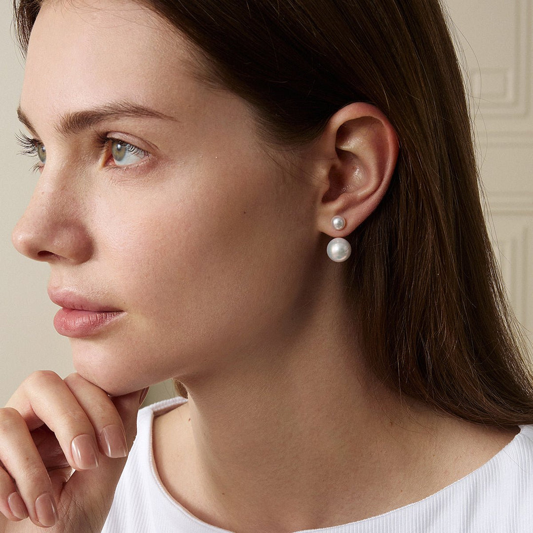 Freshwater Pearls 14K Gold Fashion Double Modular Earrings - HELAS Jewelry