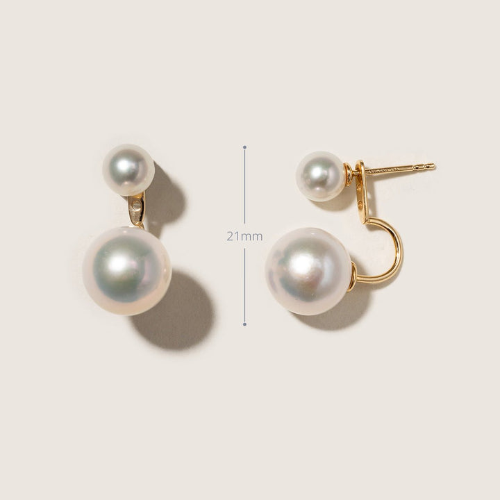 Freshwater Pearls 14K Gold Fashion Double Modular Earrings - HELAS Jewelry