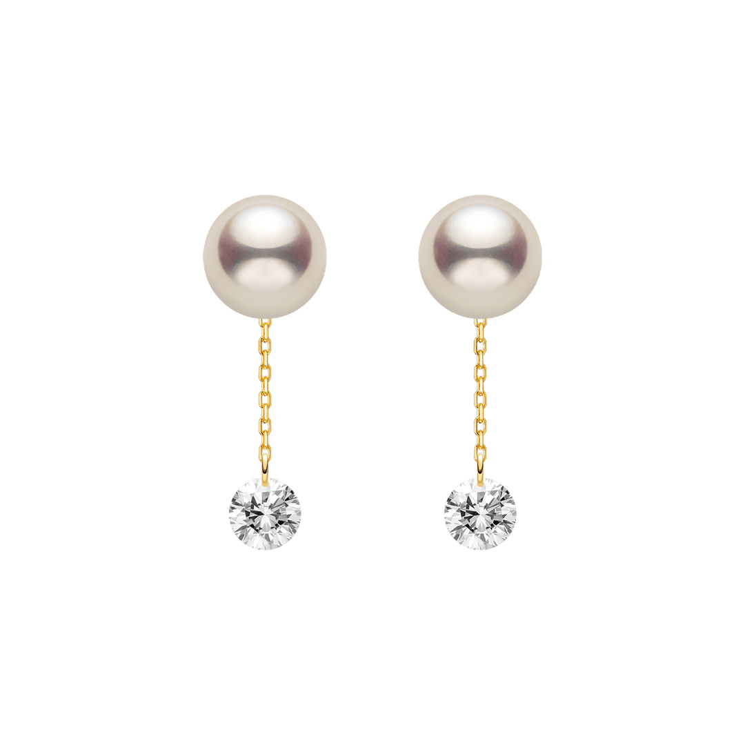 Freshwater Pearls 14K Gold Lab - Grown Diamonds Flicker Modular Earrings - HELAS Jewelry