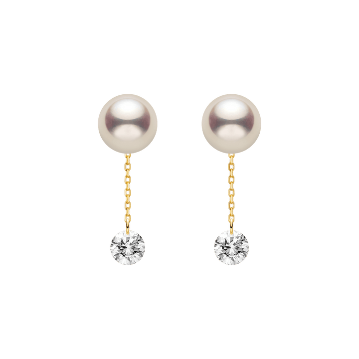 Freshwater Pearls 14K Gold Lab - Grown Diamonds Flicker Modular Earrings - HELAS Jewelry