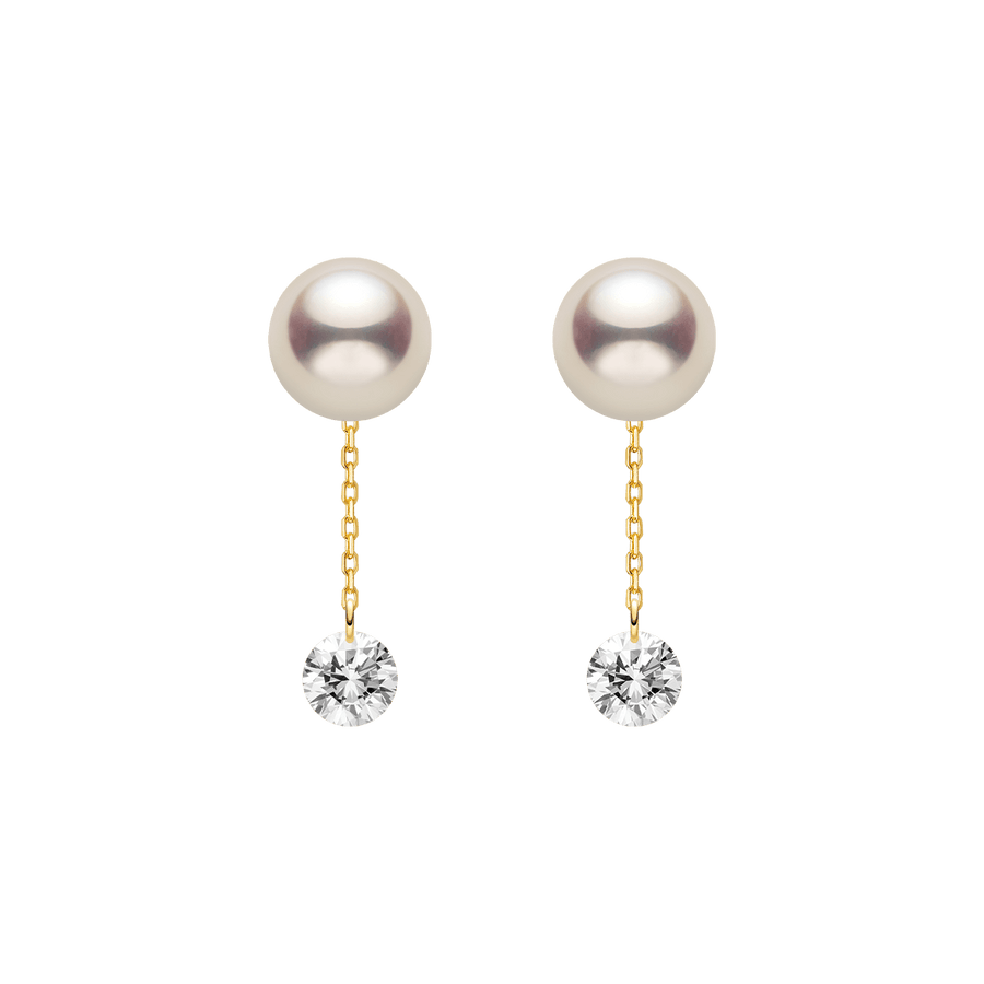 Freshwater Pearls 14K Gold Lab - Grown Diamonds Flicker Modular Earrings - HELAS Jewelry