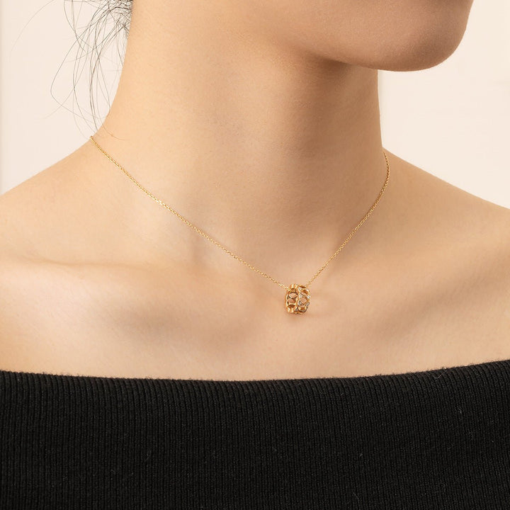 18K Gold Diamond Lucky Continuous Pendant Necklace - HELAS Jewelry