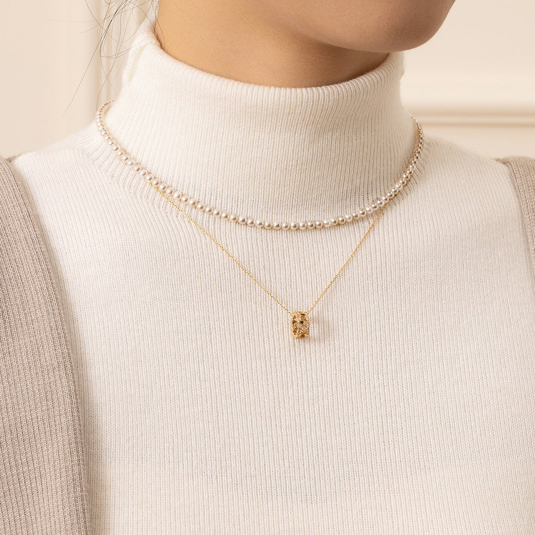 18K Gold Diamond Lucky Continuous Pendant Necklace - HELAS Jewelry