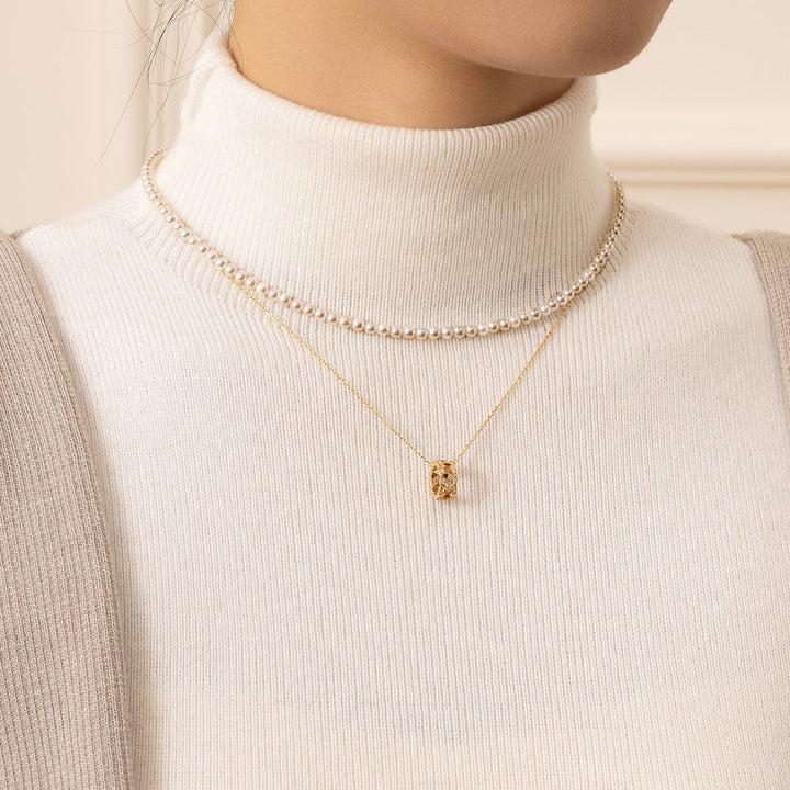 18K Gold Diamond Lucky Continuous Pendant Necklace - HELAS Jewelry