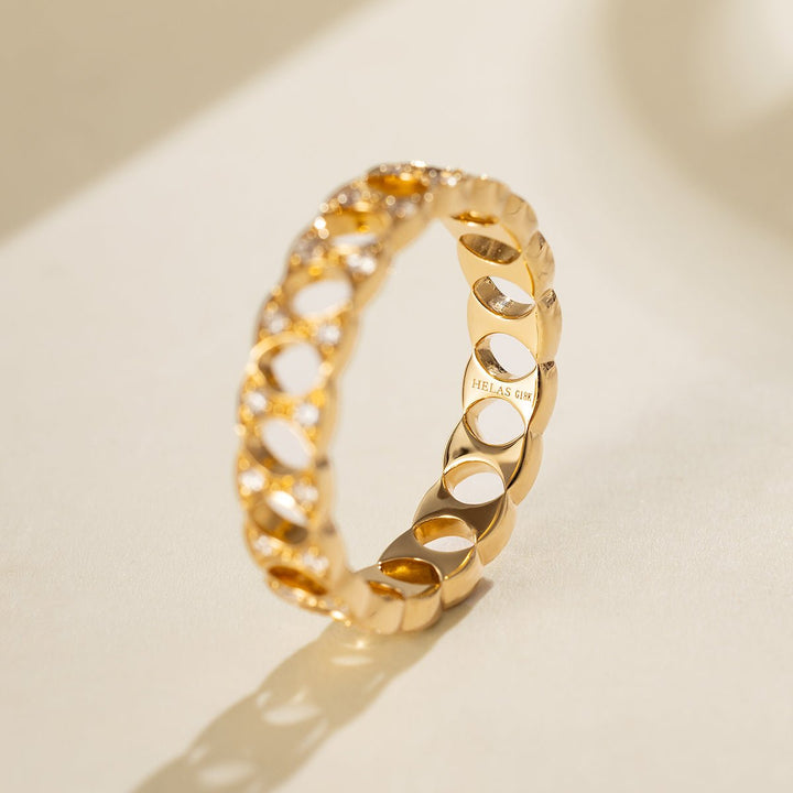 18K Gold Diamond Lucky Continuous Ring - HELAS Jewelry
