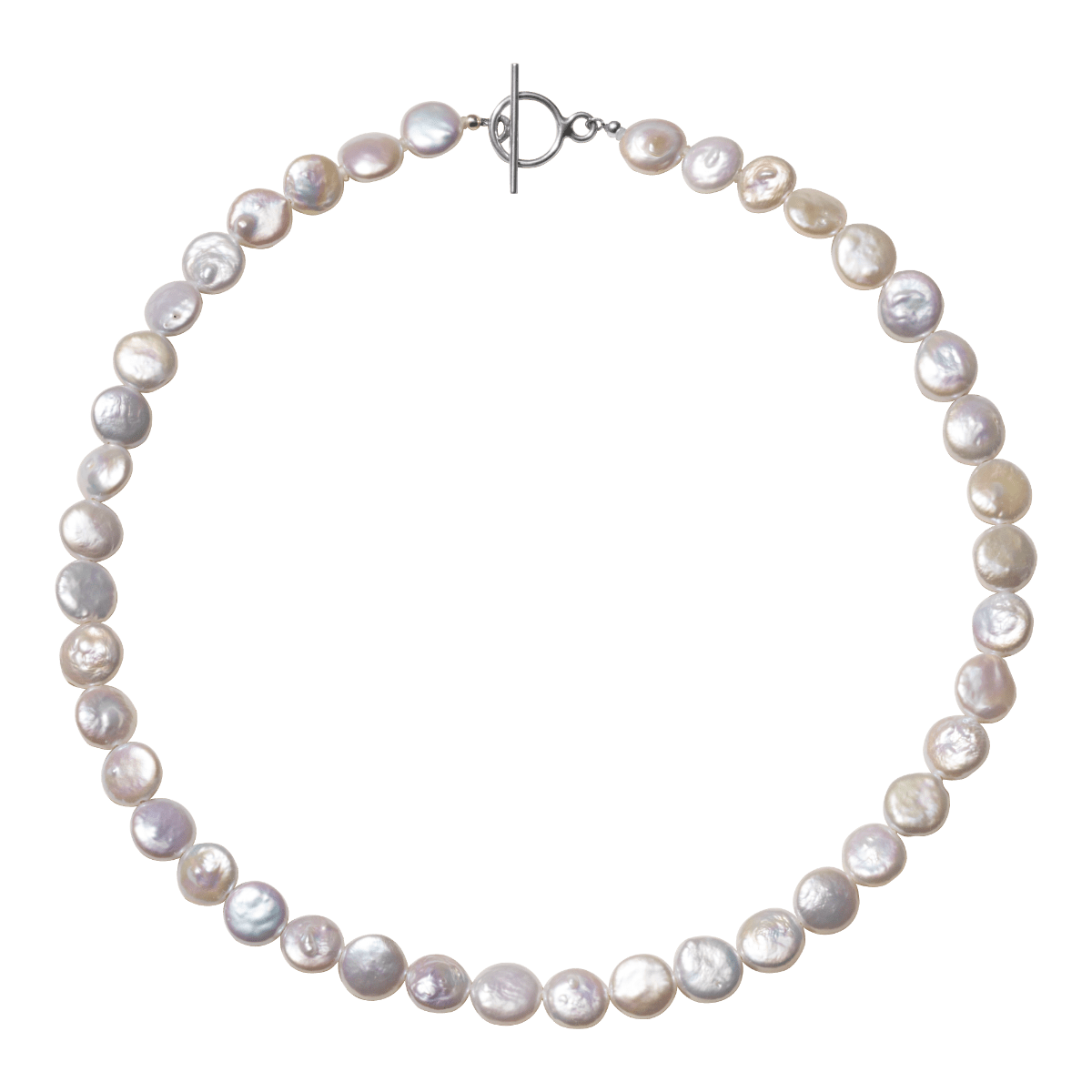 Freshwater Baroque Pearl 925 Silver Toggle Clasp Button Shape Strand Necklace - HELAS Jewelry