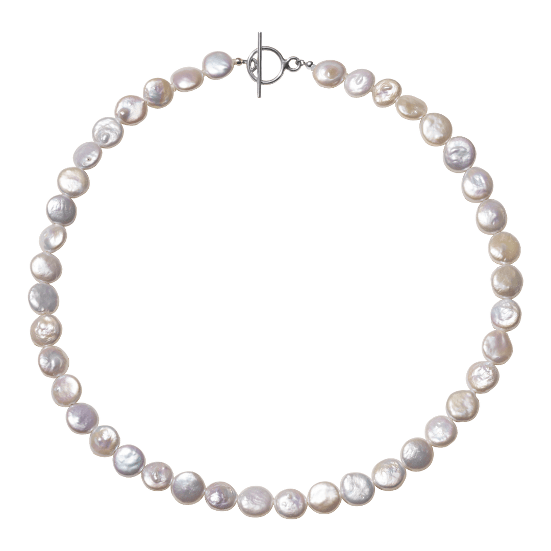 Freshwater Baroque Pearl 925 Silver Toggle Clasp Button Shape Strand Necklace - HELAS Jewelry