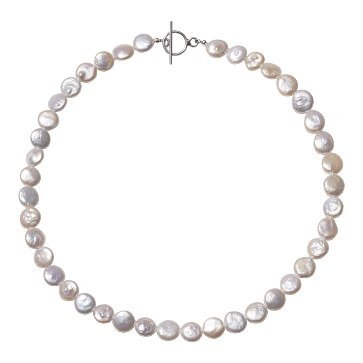 Freshwater Baroque Pearl 925 Silver Toggle Clasp Button Shape Strand Necklace - HELAS Jewelry