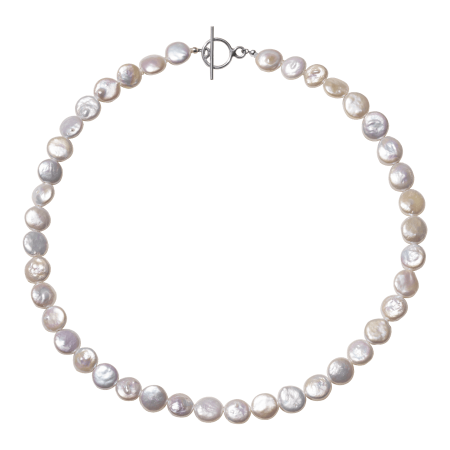 Freshwater Baroque Pearl 925 Silver Toggle Clasp Button Shape Strand Necklace - HELAS Jewelry